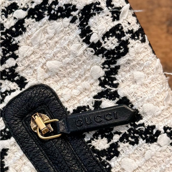 NWT GUCCI Zumi GG Monogram Tweed and Leather Knee-High Boots - Picture 9 of 10